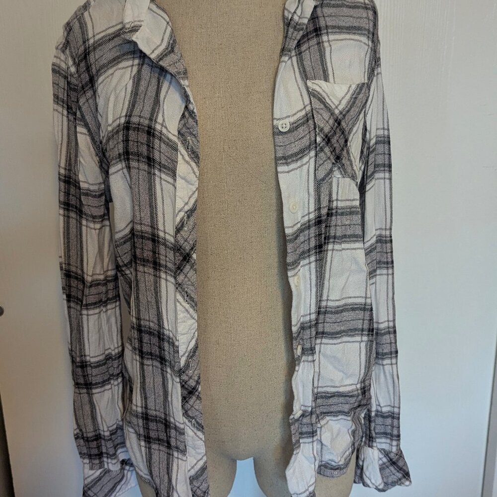 White Button Up Flannel Shirt by Beach Lunch Lounge New York
